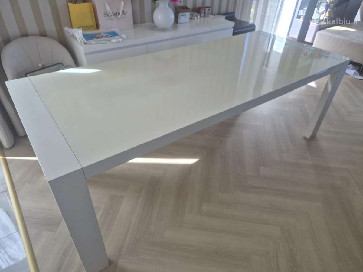 Stalas Baltas 160*90 arba 220*90. Italiskas. - nuotraukos Nr. 4