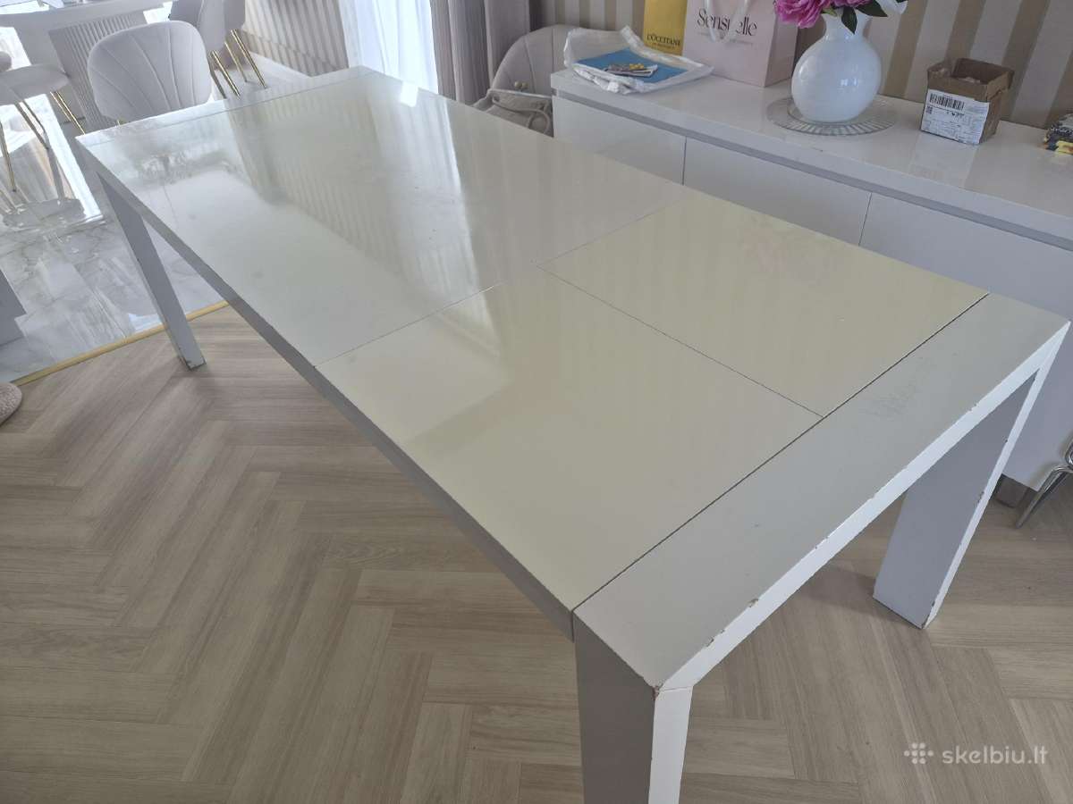 Stalas Baltas 160*90 arba 220*90. Italiskas. - nuotraukos Nr. 5
