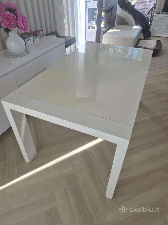 Stalas Baltas 160*90 arba 220*90. Italiskas. - nuotraukos Nr. 6