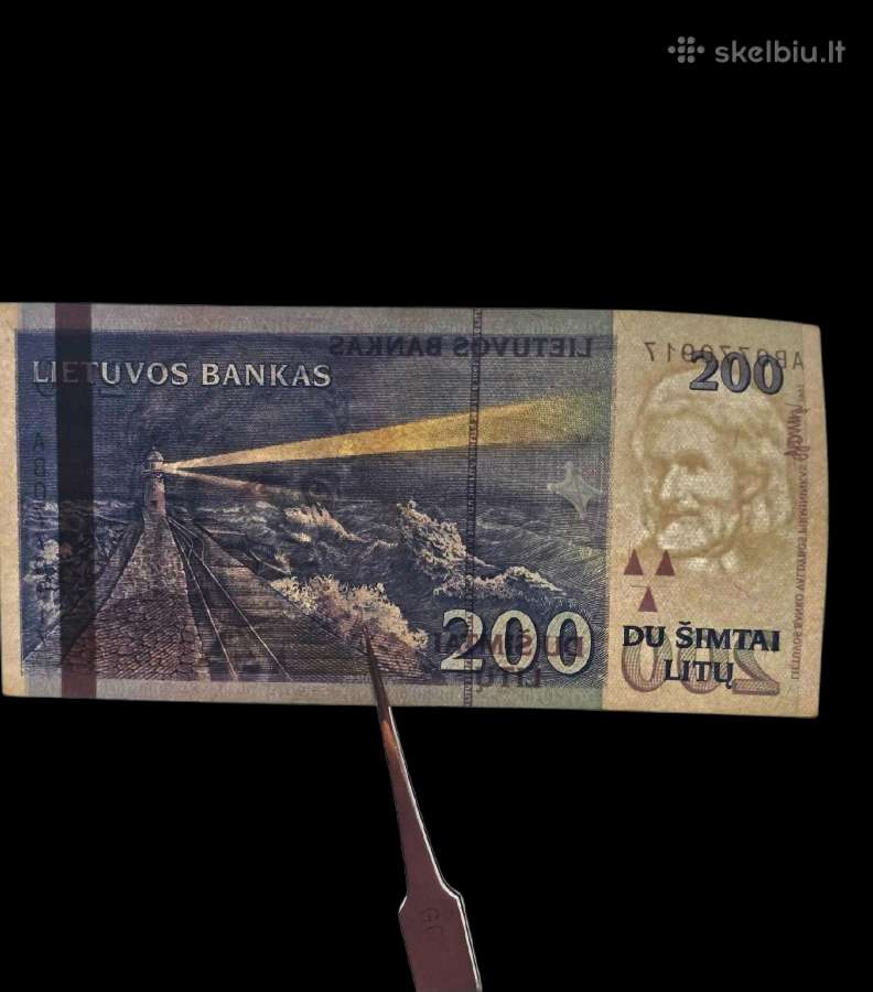200 Litų Banknotai, 1997 m. Lietuva. - nuotraukos Nr. 4