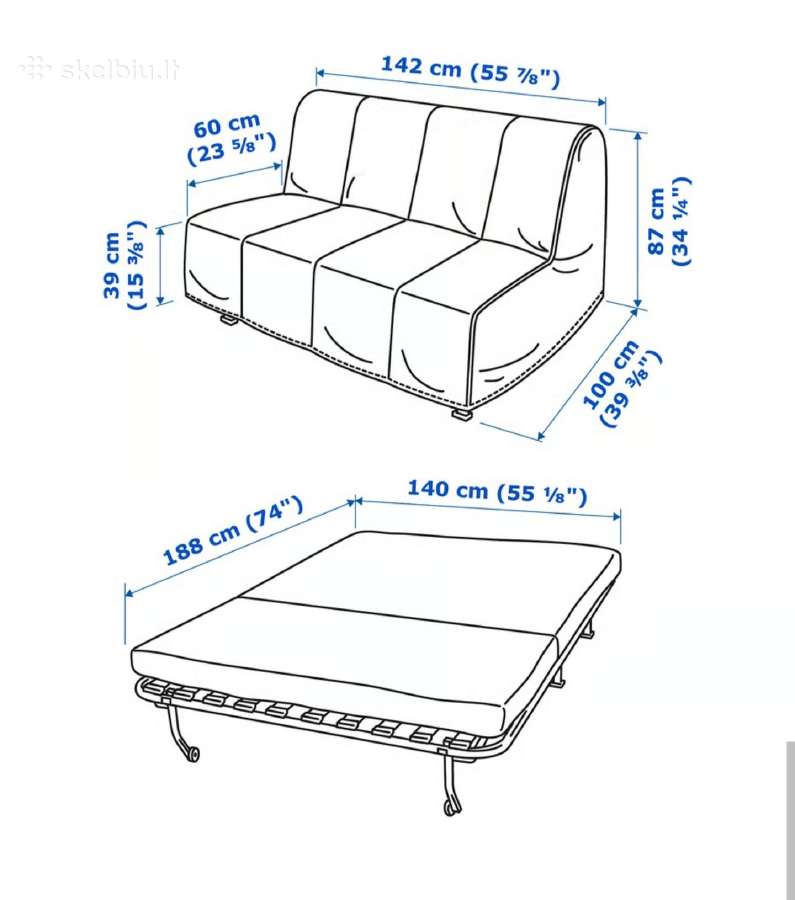 Lycksele Murbo Dvivietė sofa-lova - nuotraukos Nr. 3