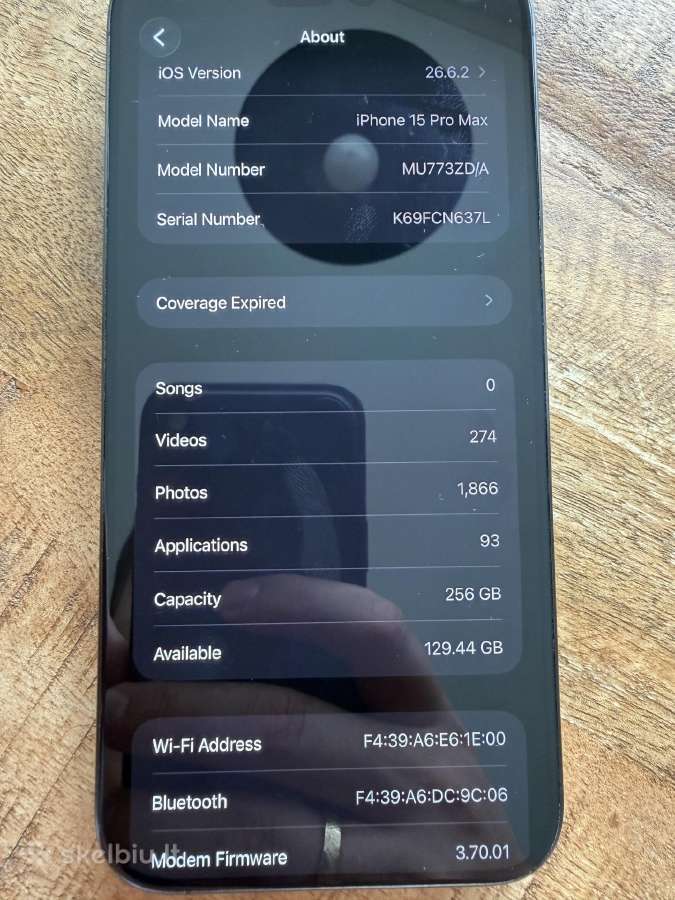 iPhone 15 pro max 256gb 89% baterija blacktitanium - nuotraukos Nr. 4