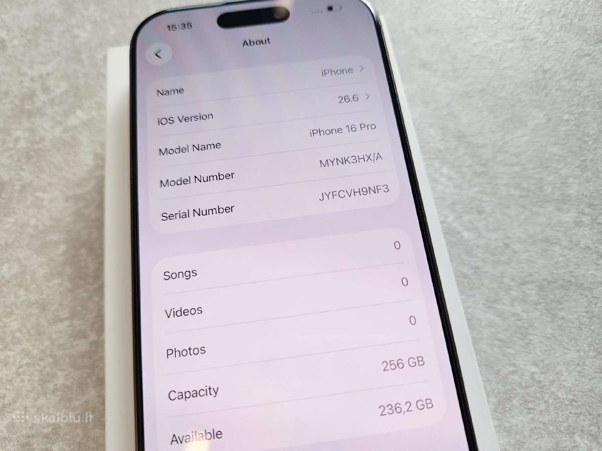 Puikios būklės iPhone 16 Pro 256 GB telefonas - nuotraukos Nr. 9