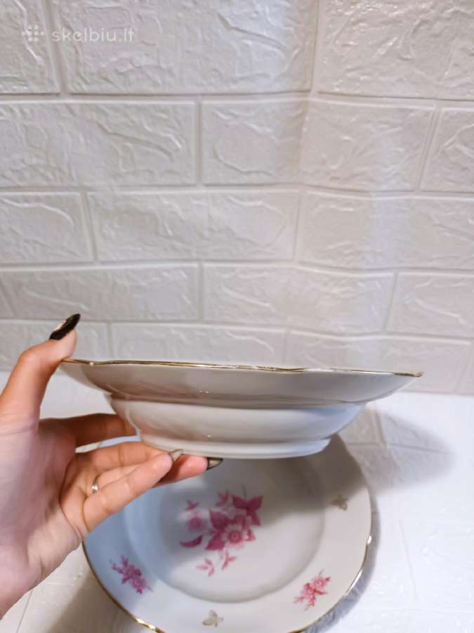 2 gilios lėkštės su gėlėmis Jekabpils Jlm 24 cm - nuotraukos Nr. 4