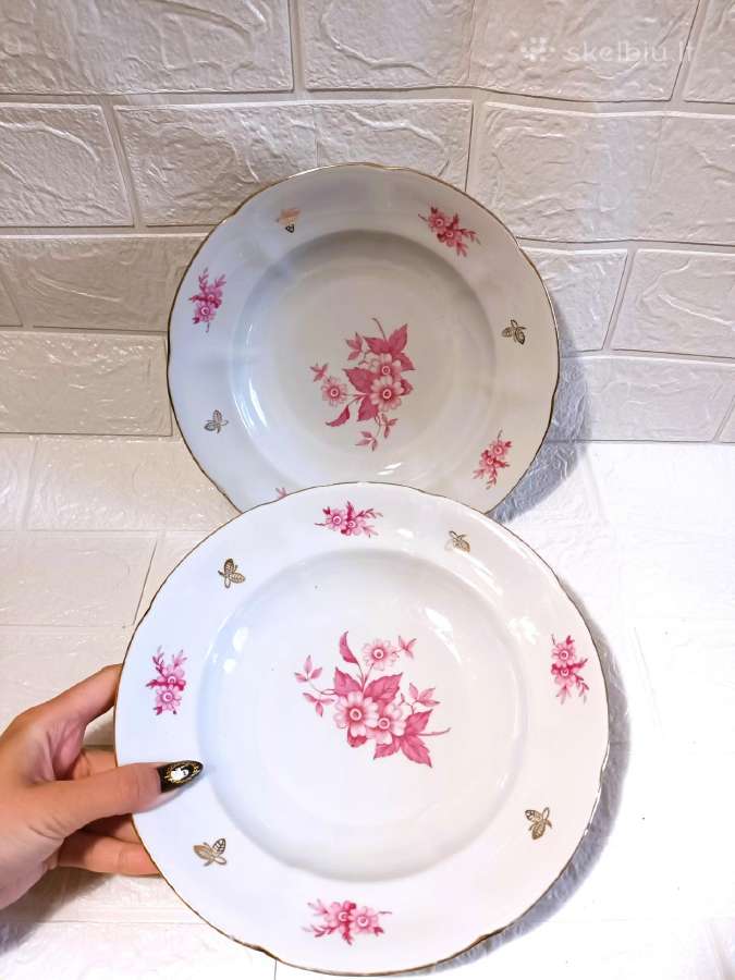 2 gilios lėkštės su gėlėmis Jekabpils Jlm 24 cm - nuotraukos Nr. 2