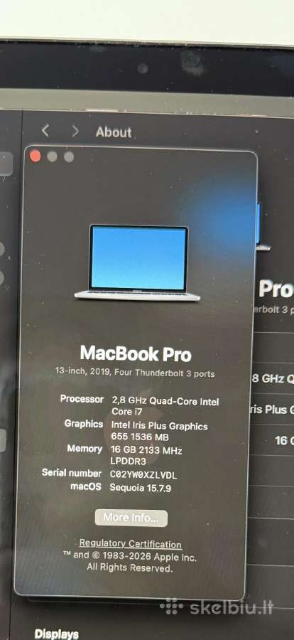 MacBook Pro 13 2019 i7 / 16gb RAM / Retina - nuotraukos Nr. 10