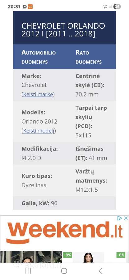 Ratlankiai buvo uzdeti ant chevrolet orlando - nuotraukos Nr. 6