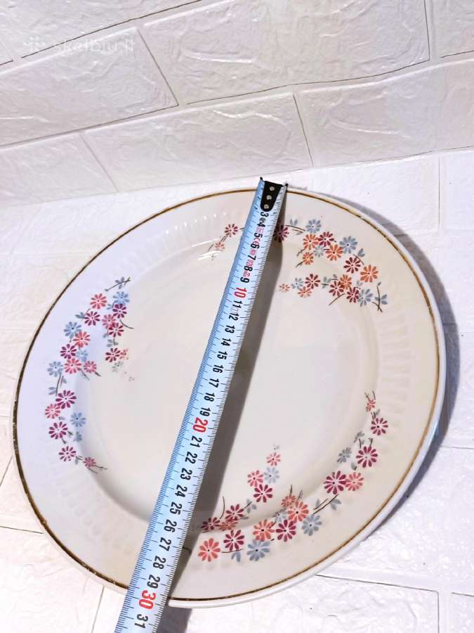 Didelė vintažinė servavimo lėkštė su gėlėmis 30cm - nuotraukos Nr. 3
