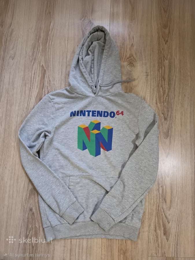 Nintendo 64 pilkas džemperis su gobtuvu - nuotraukos Nr. 2