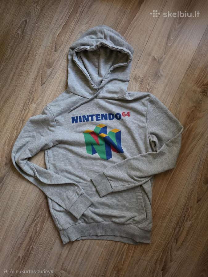 Nintendo 64 pilkas džemperis su gobtuvu - nuotraukos Nr. 6