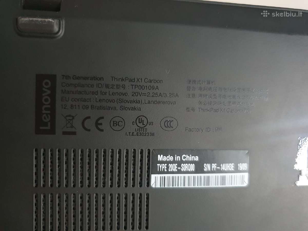 Lenovo Thinkpad X1 Carbon 7th Gen i7 16gb 256gb - nuotraukos Nr. 3