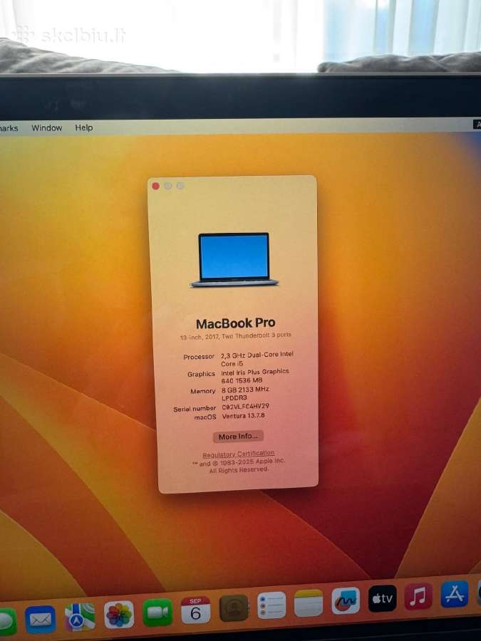 Parduodamas MacBook Pro 13 (2017 m.) - nuotraukos Nr. 6