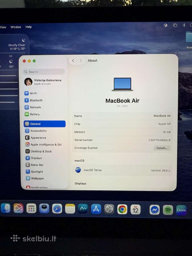Apple MacBook Air 13.3 M1 8c, RAM 8gb, SSD - nuotraukos Nr. 8