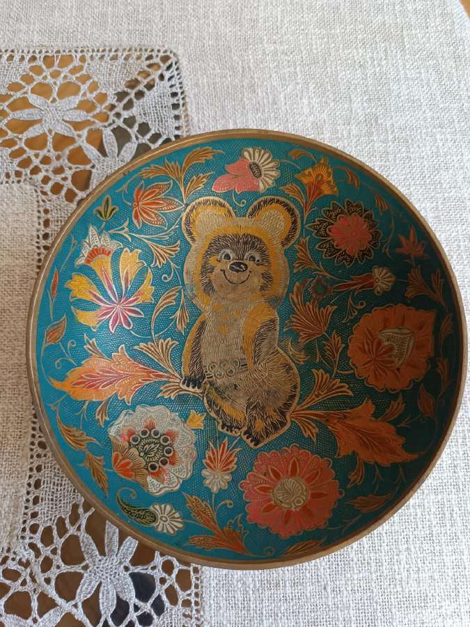 Vintažinė lėkštė su olimpiniu meškiuku - nuotraukos Nr. 2