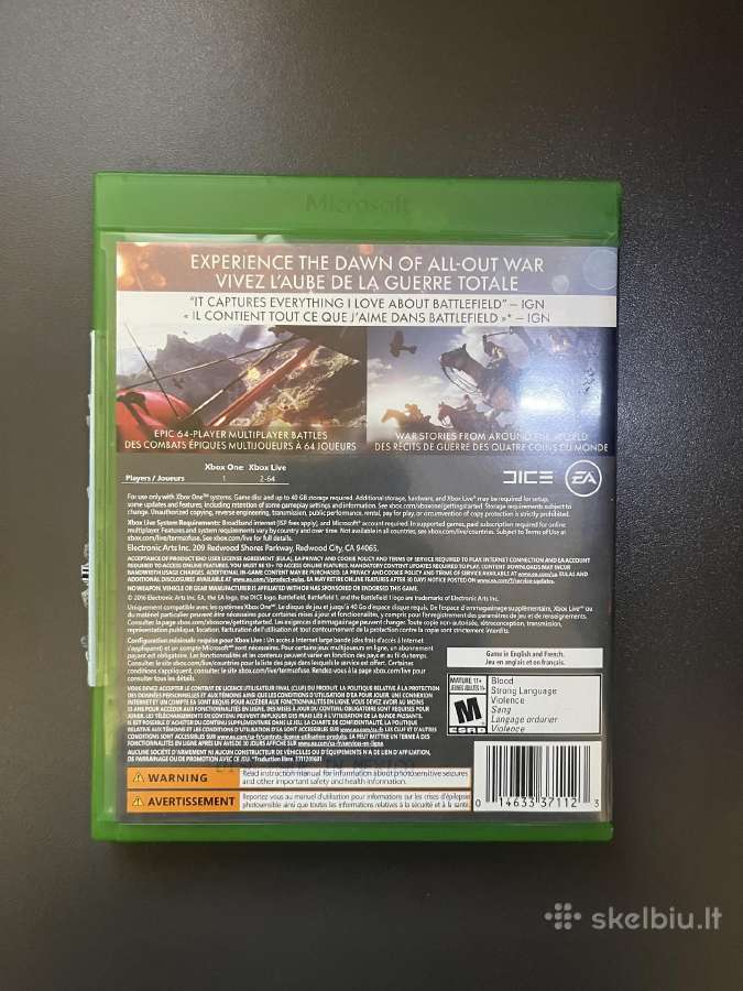 Xbox one Battlefield 1 - nuotraukos Nr. 2