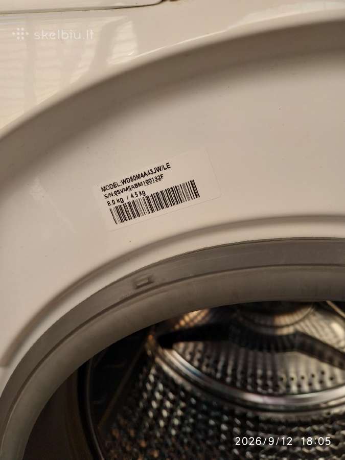 Skalbyklė Džiovyklė Samsung 8 + 4,5kg. - nuotraukos Nr. 2