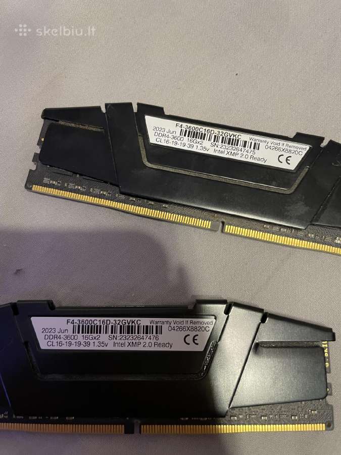 G.skill Ripjaws V Ddr4 32gb (2x16gb) 3600mhz Cl16 - nuotraukos Nr. 3