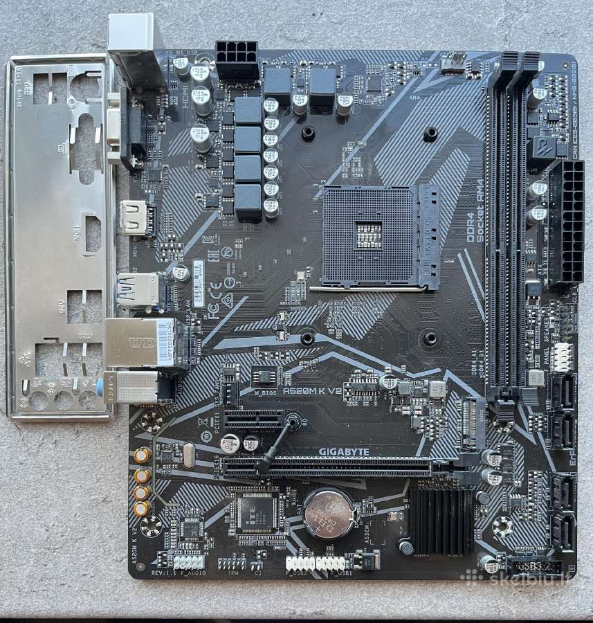 Pagrindinė plokštė Gigabyte A520m K V2 Am4, Ddr4 - nuotraukos Nr. 2
