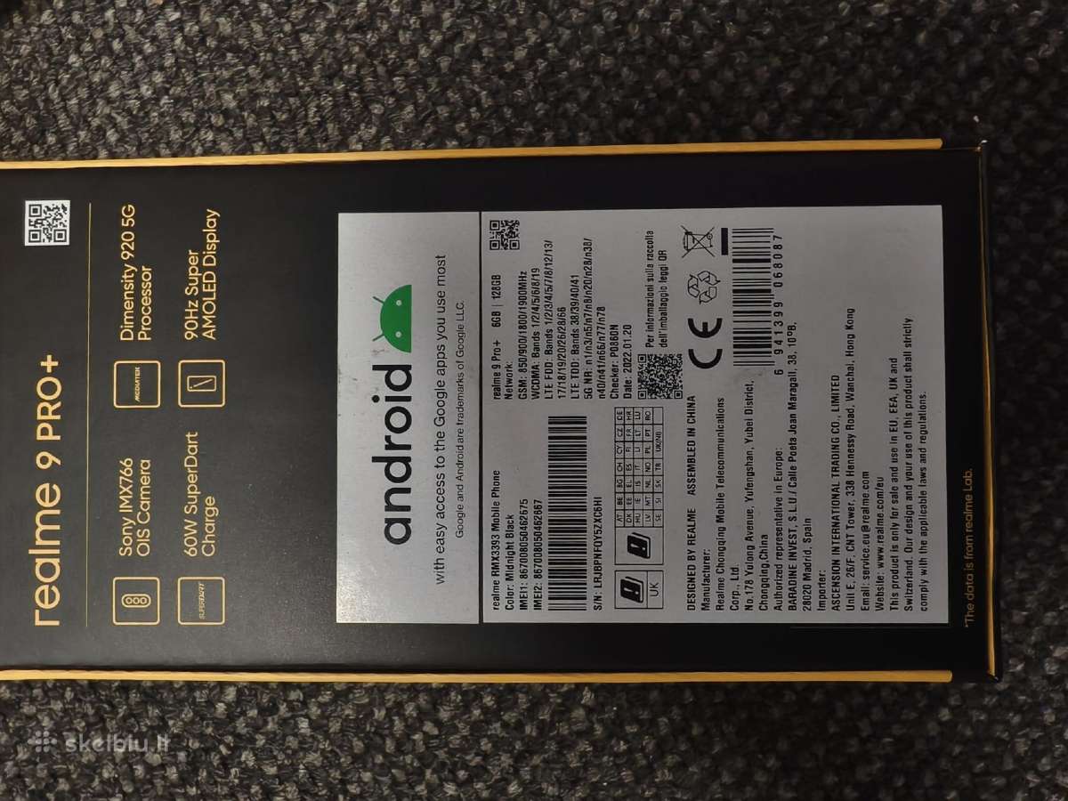 Telefonas Realme 9 Pro + (plus) ir dėkliukai - nuotraukos Nr. 4