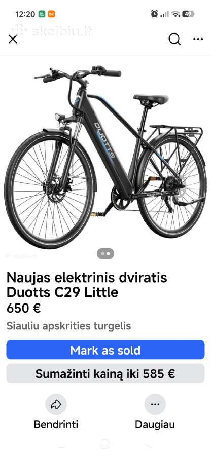 Elektrinis dviratis Naujas Duotts 29 litll - nuotraukos Nr. 2