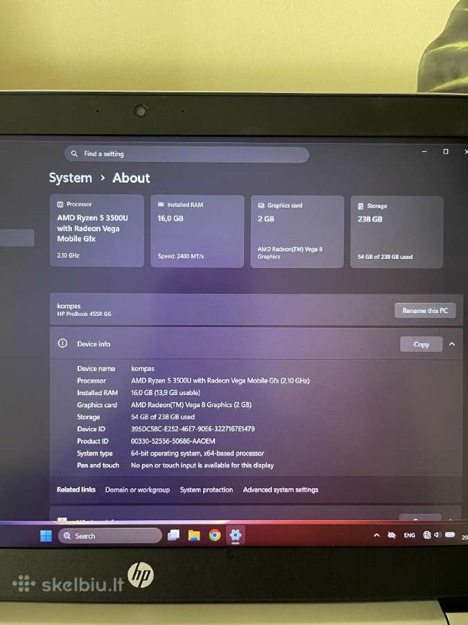 Hp Probook 455r G6 – Ryzen 5 / 16gb / 256gb SSD - nuotraukos Nr. 7