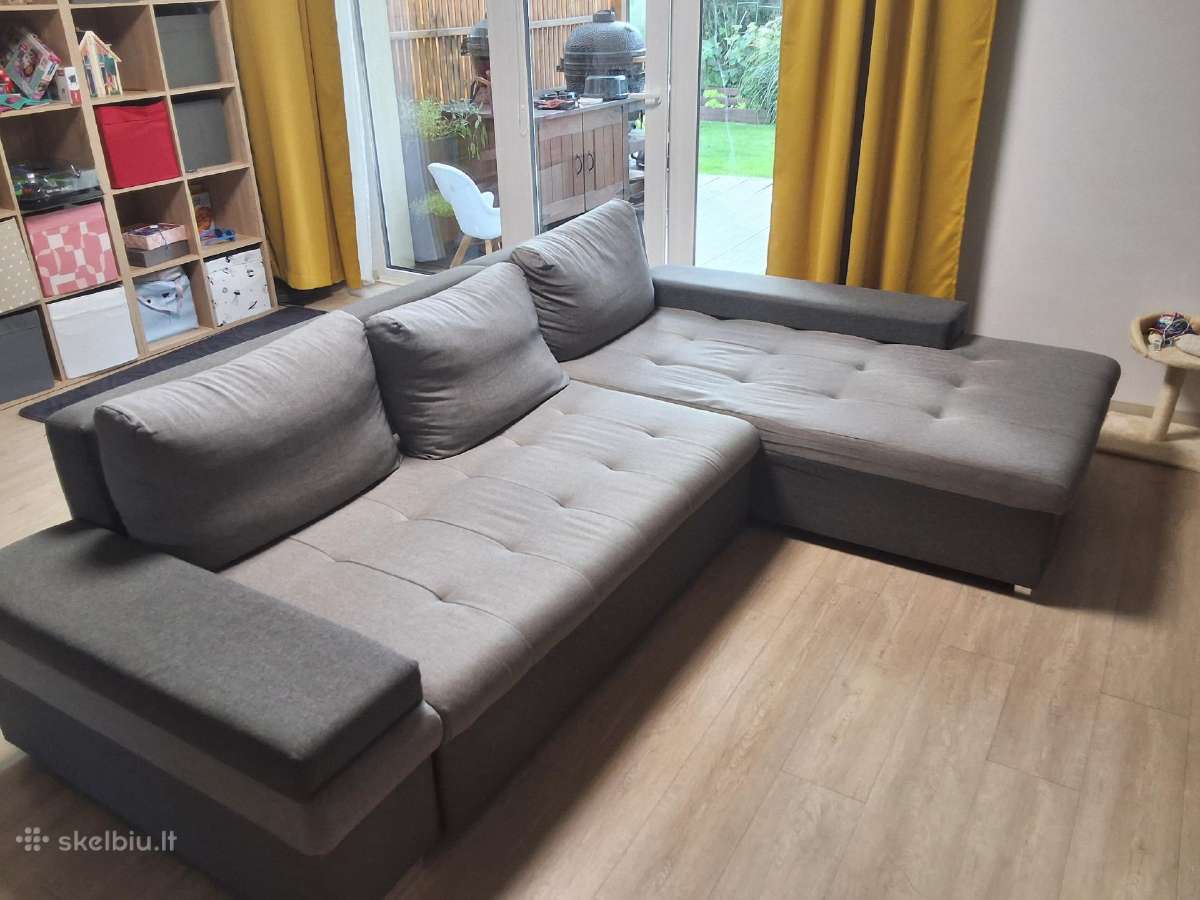 Sofa kampas su patalynės dėže ir miegamas dalim - nuotraukos Nr. 2