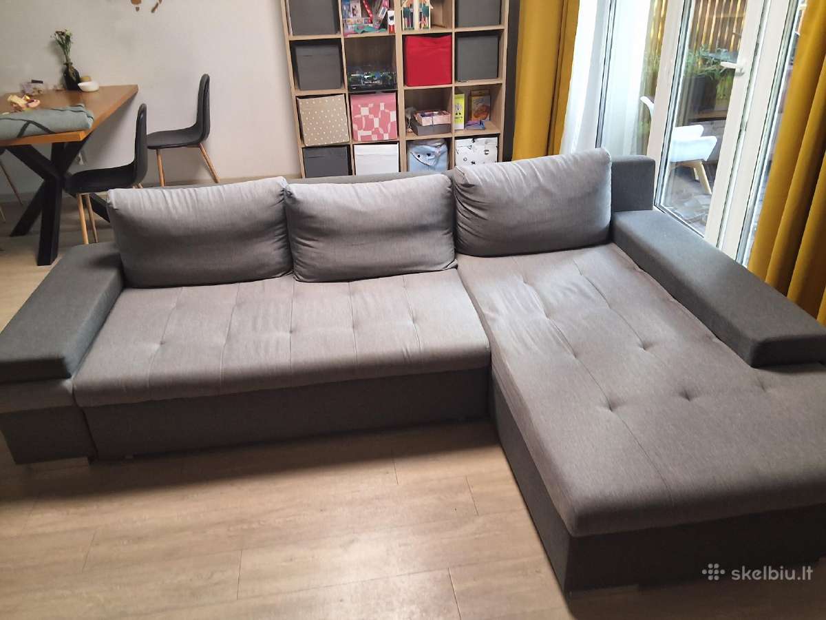 Sofa kampas su patalynės dėže ir miegamas dalim - nuotraukos Nr. 3