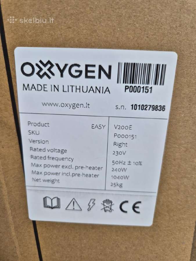 Rekuperatorius Oxygen V200e - nuotraukos Nr. 2