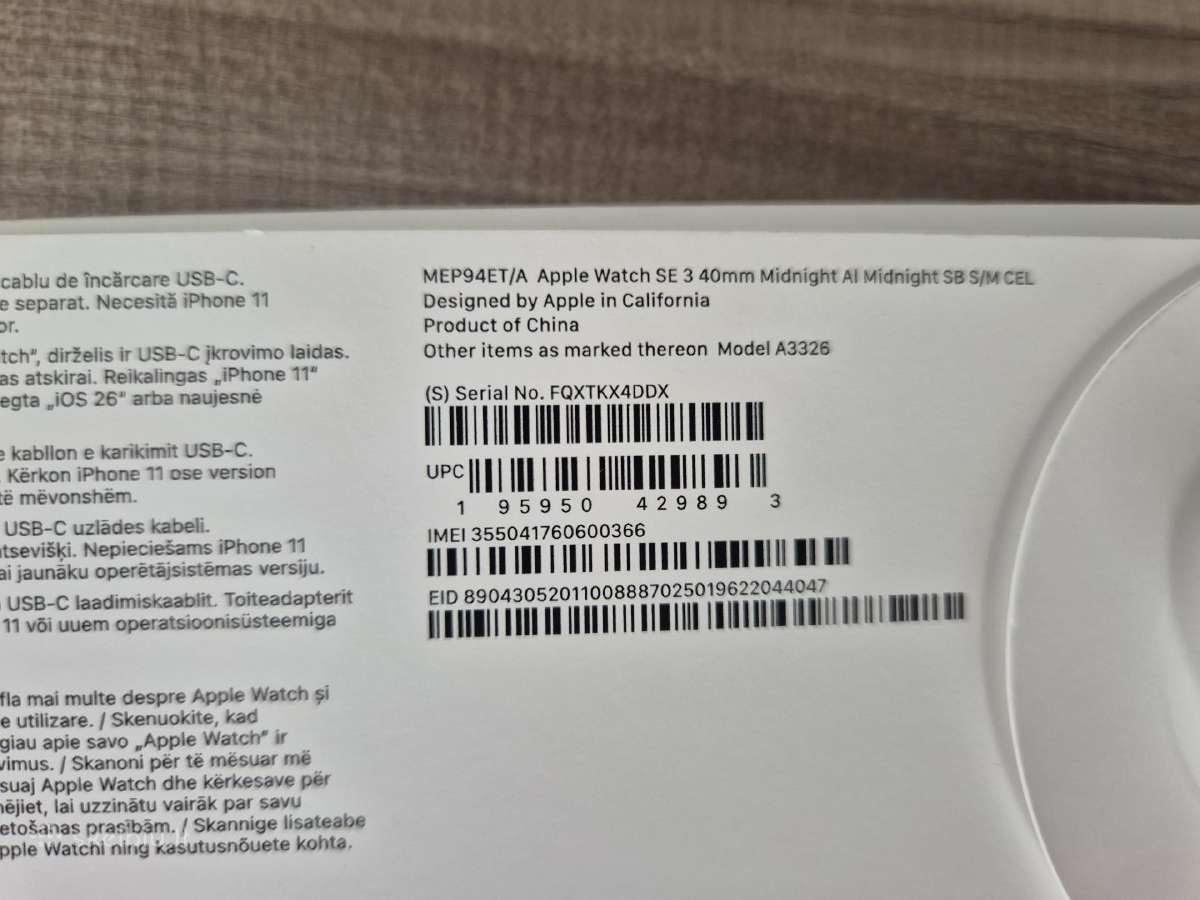 Parduodamas naujas Apple Watch Se3 40mm Cel - nuotraukos Nr. 3