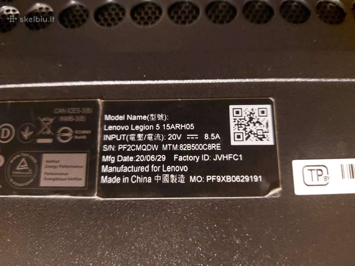Lenovo Legion 5 15arh05 (tik integruota Gpu) - nuotraukos Nr. 3