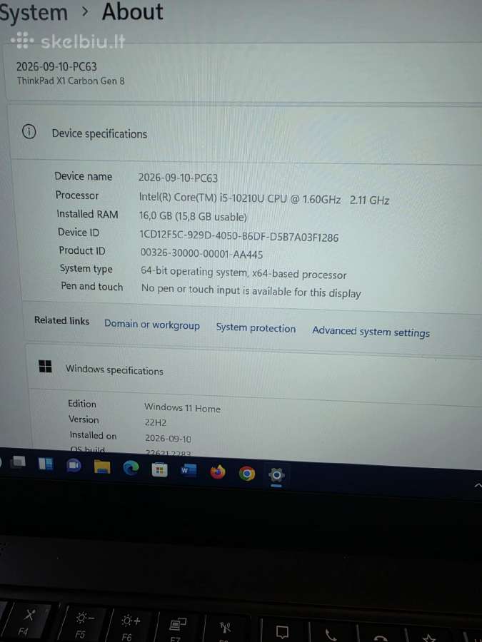 Lenovo X1 Carbon 8. i5- 10210u. 16/256 GB. - nuotraukos Nr. 5