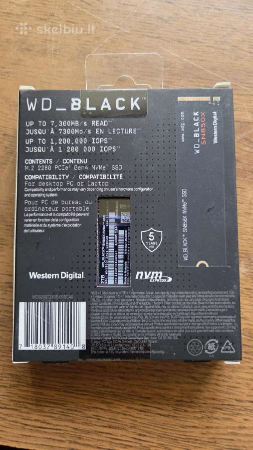 Wd Black Sn850x 2tb - nuotraukos Nr. 2