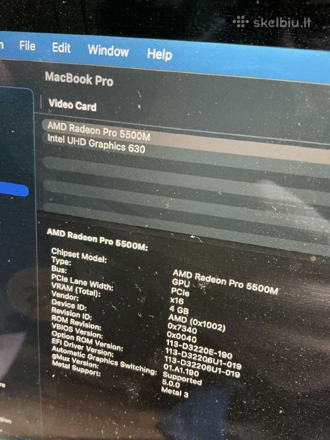 MacBook Pro 16 2019 i9 32gb 1tb - nuotraukos Nr. 4