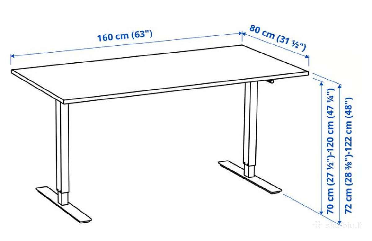 Ikea Trotten 160x80, reguliuojamo aukščio stalas - nuotraukos Nr. 3