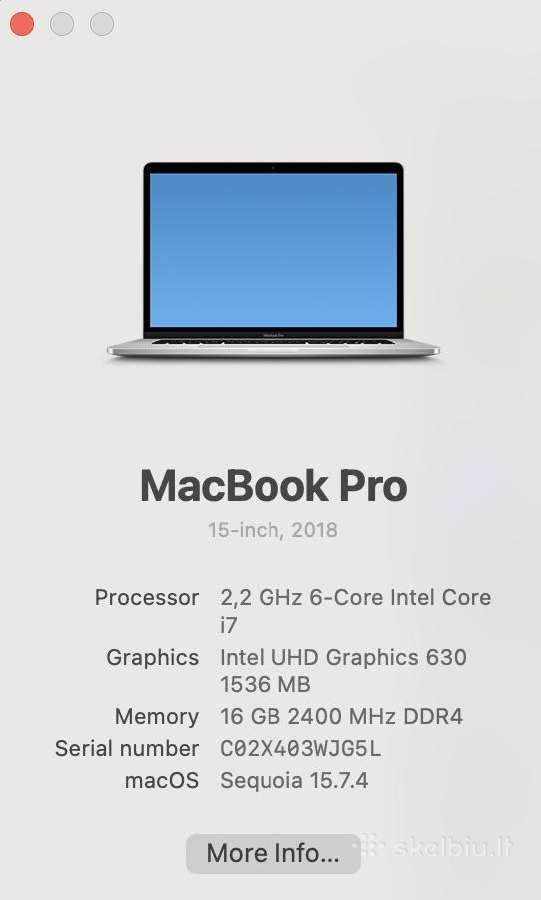 MacBook Pro 15" 2018 - nuotraukos Nr. 4
