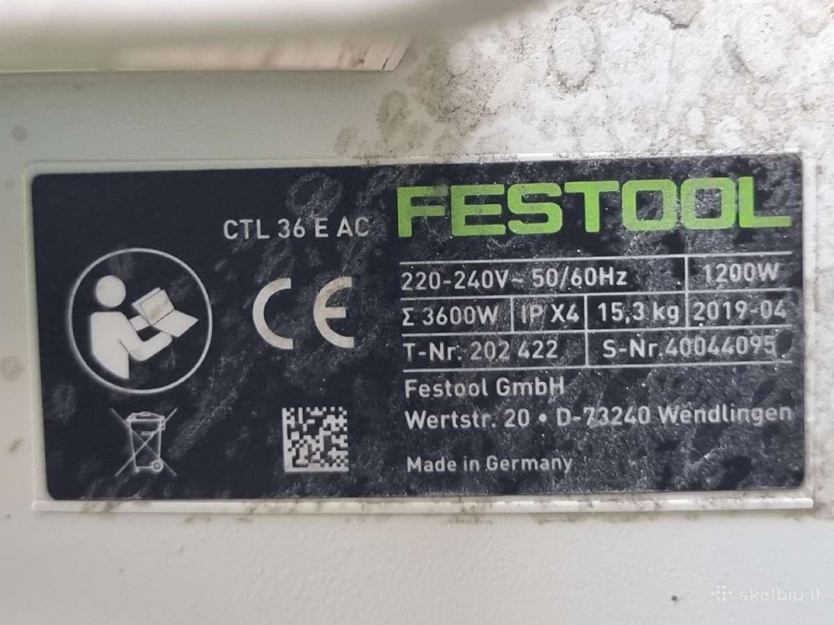 Dulkiu siurblys Festool Clt 36 E Ac - nuotraukos Nr. 4