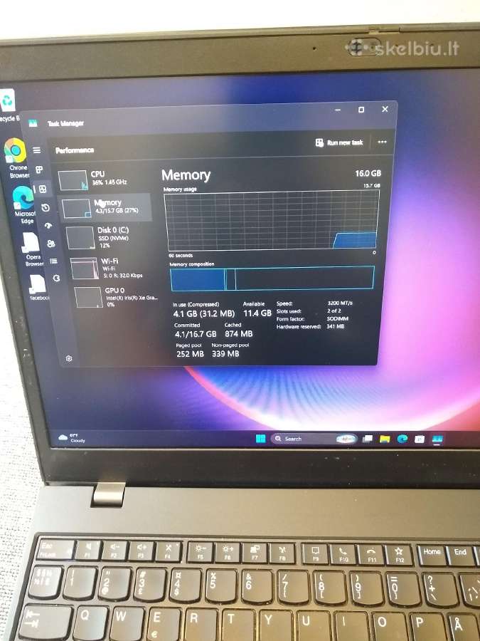 Thinkpad 15" i5-1135/16/500/iris Xe - nuotraukos Nr. 5
