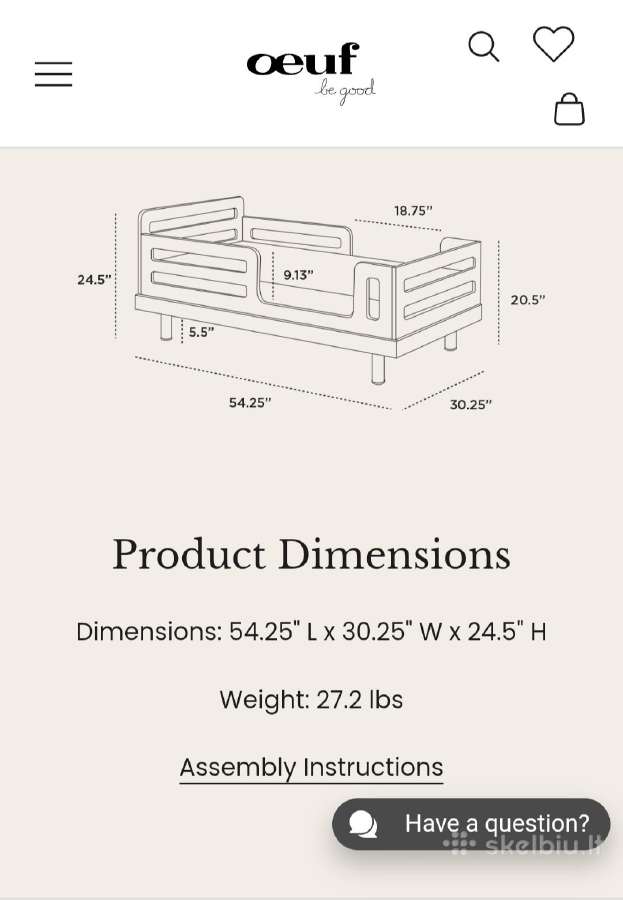 Oeuf Nyc Classic vaikų lovytė su Conversion kit - nuotraukos Nr. 19