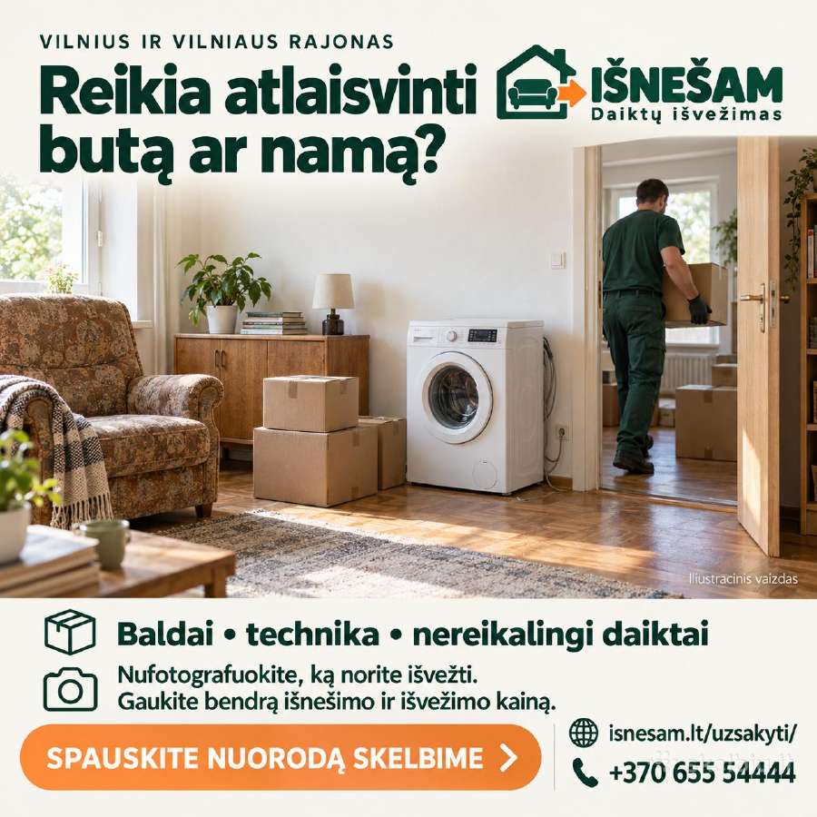 Baldų išnešimas ir išvežimas Vilniuje – nuo 50 € - nuotraukos Nr. 3