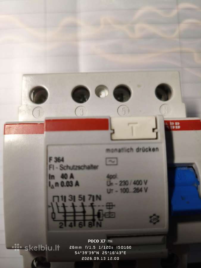 Abb F364 4p 40a 30ma (0.03a) nuotėkio relė (Rcd / - nuotraukos Nr. 2