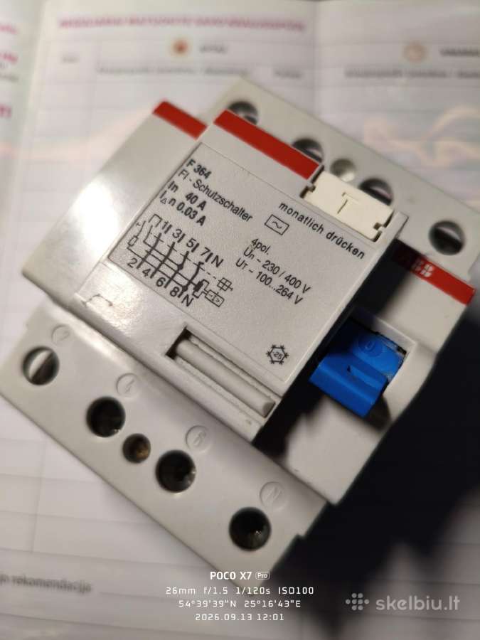 Abb F364 4p 40a 30ma (0.03a) nuotėkio relė (Rcd / - nuotraukos Nr. 7