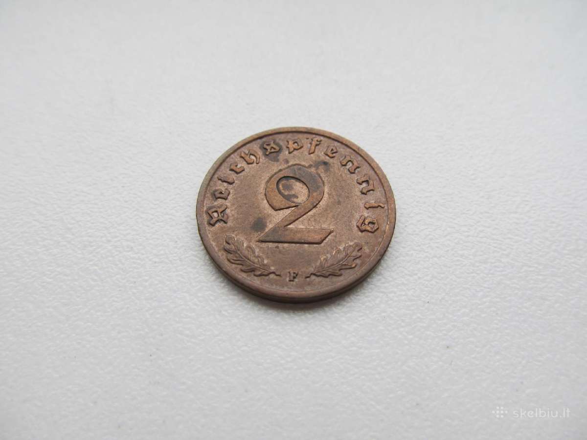 2 reichspfennig , Vokietija ,1937 D, F - nuotraukos Nr. 3