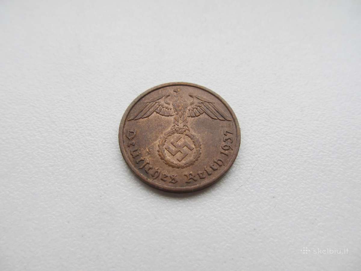 2 reichspfennig , Vokietija ,1937 D, F - nuotraukos Nr. 4