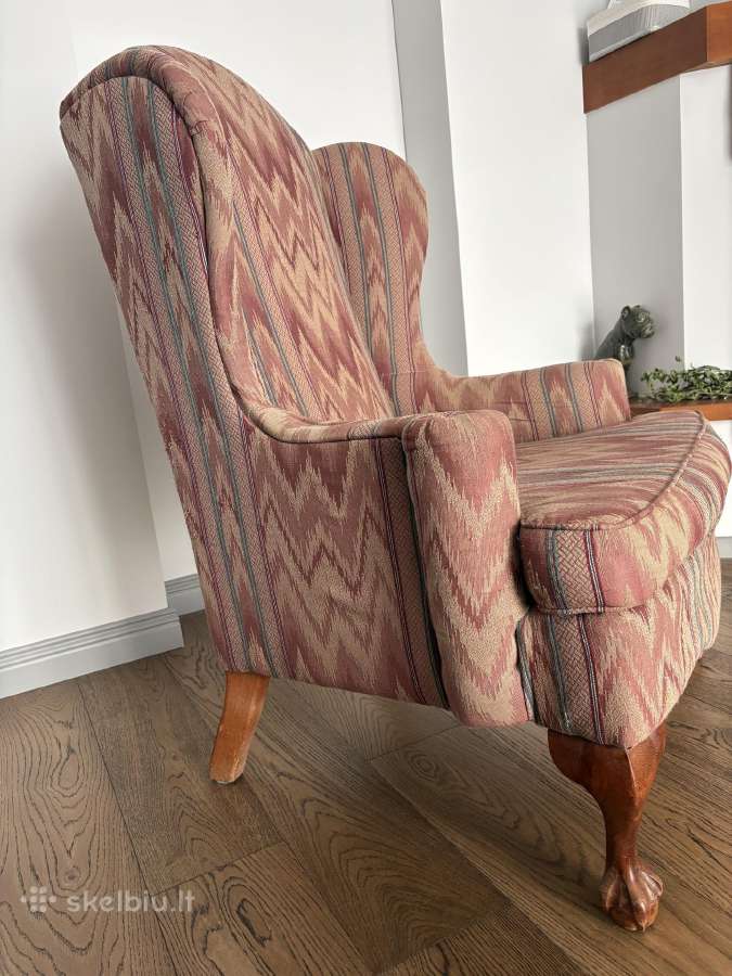 Vintažinis angliškas „universal“ wingback fotelis - nuotraukos Nr. 4