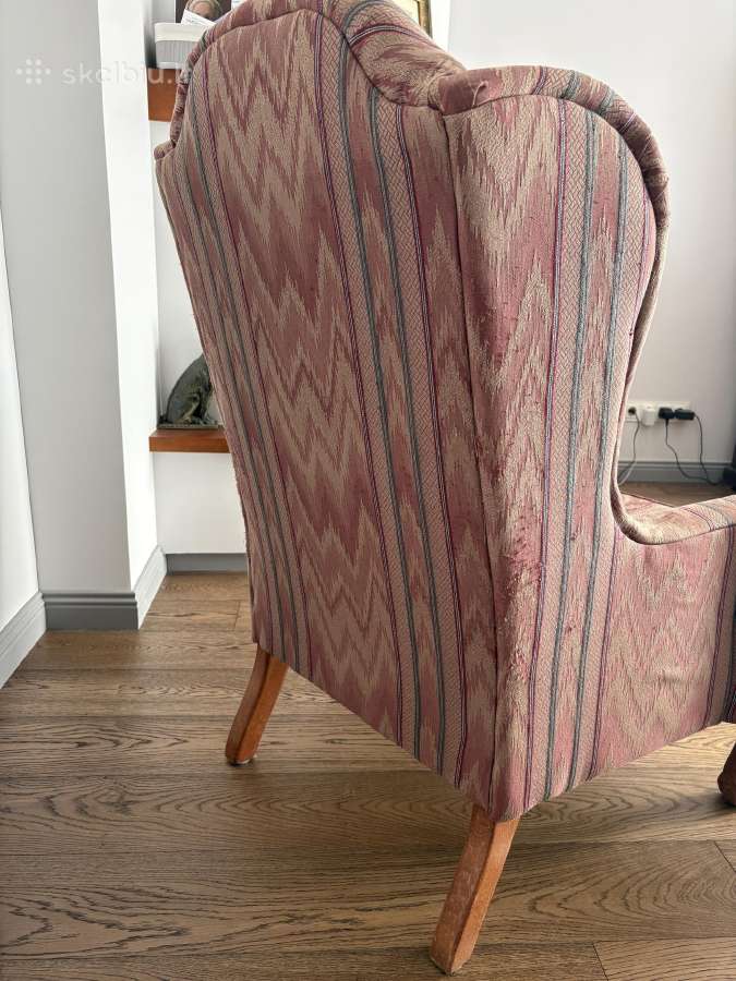 Vintažinis angliškas „universal“ wingback fotelis - nuotraukos Nr. 5