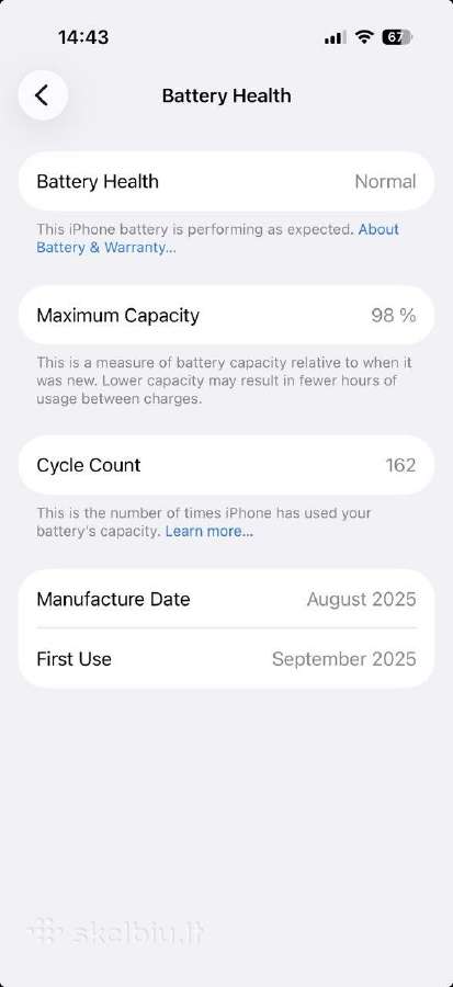 iPhone 17 Pro 256gb Silver, kaip naujas, garantija - nuotraukos Nr. 8