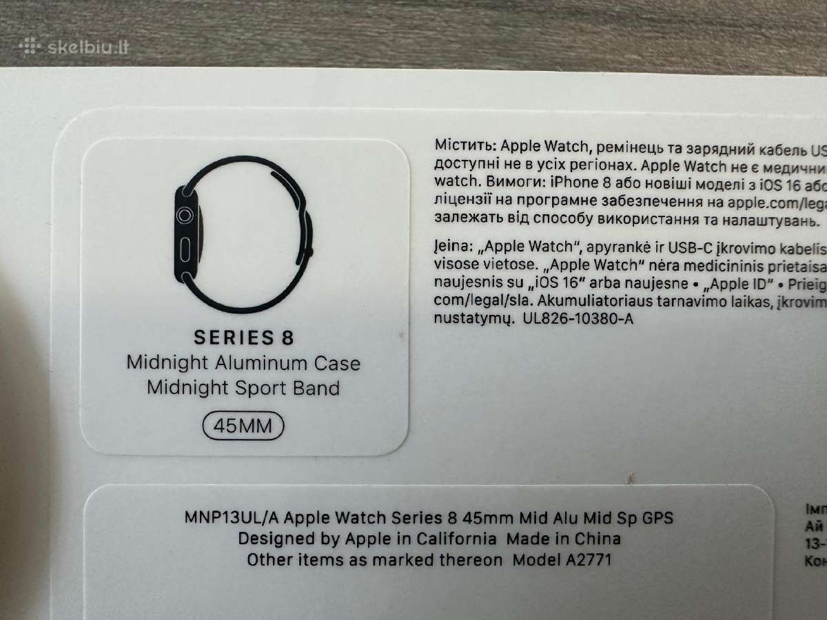 Apple Watch Series 8 GPS 45mm Midnight pilna kompl - nuotraukos Nr. 4