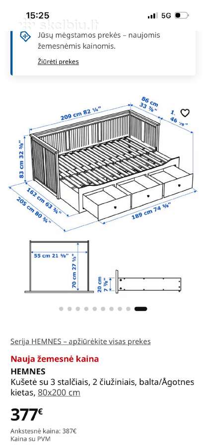 Tvarkinga Hemnes lova is Ikea - nuotraukos Nr. 2