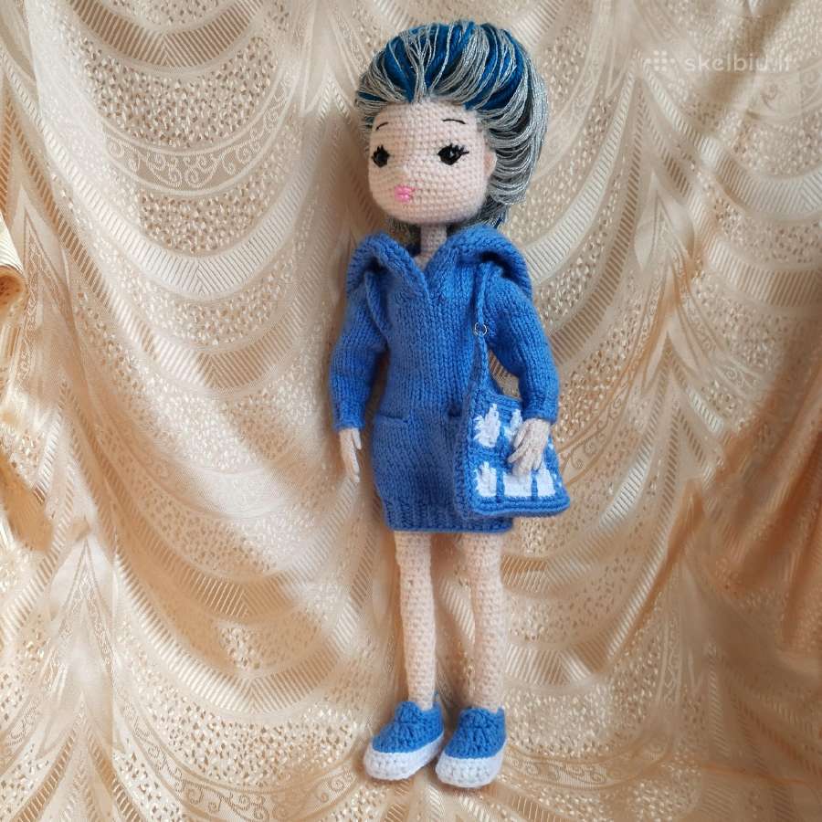 Celeste – miela lėlė su mėlyna suknele. 40 cm. - nuotraukos Nr. 2