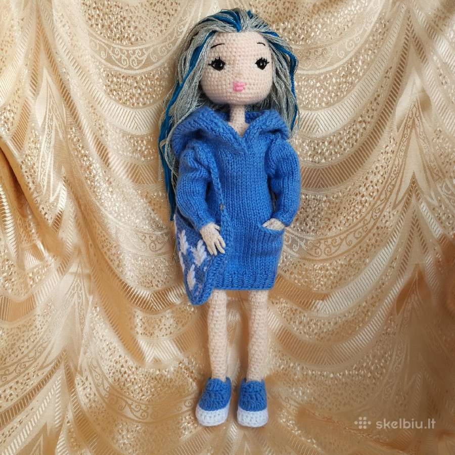 Celeste – miela lėlė su mėlyna suknele. 40 cm. - nuotraukos Nr. 3